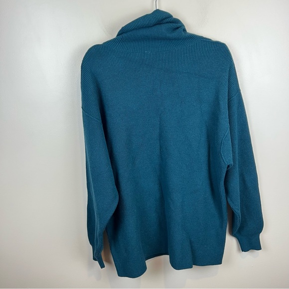 New Free People Softly Structured Tunic Sweater Peacock Jewel Blue Cowl Neck M - Picture 5 of 8